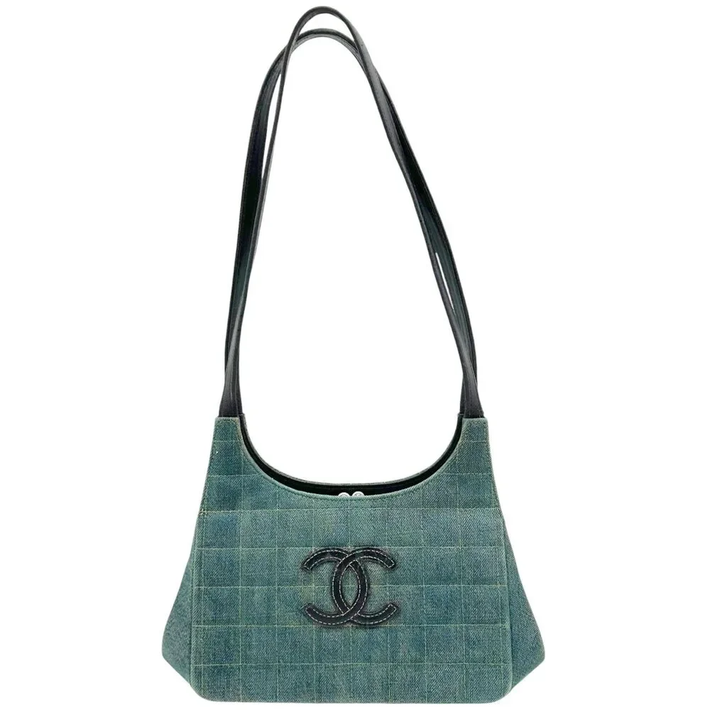 Chanel Denim Chocolate Bar CC Logo Shoulder Bag 2000-02 - Picture 1 of 13